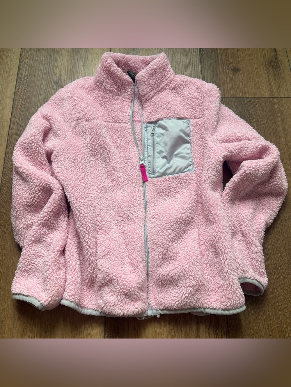 Xersion Kids Pink Sherpa Puffer Jacket with Chest Pocket